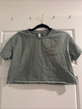 Hey Good Lookin' Sage Crop Tee